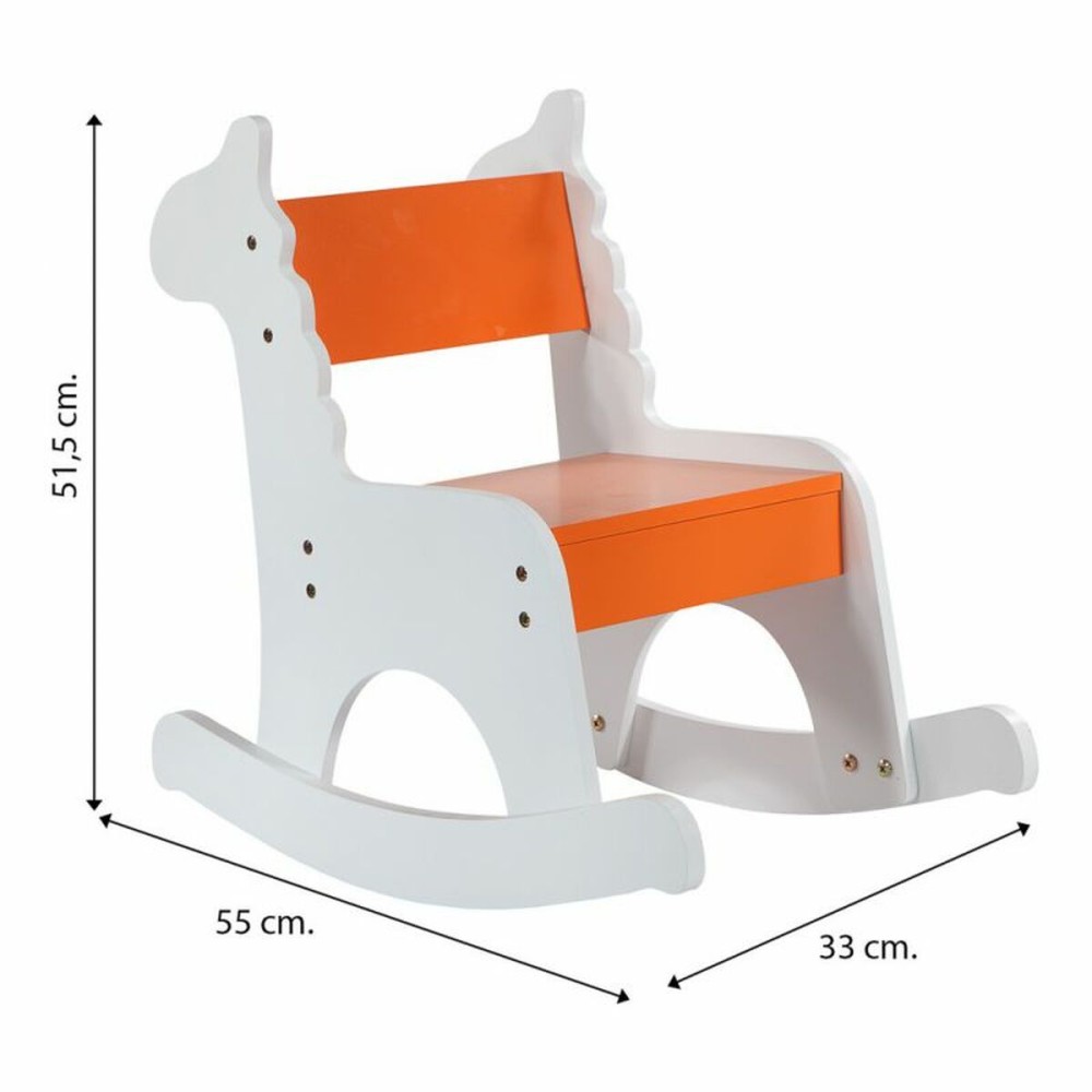 Rocking chair Alexandra House Living White Orange MDF Wood 33 x 55 x 51,5 cm Children's Giraffe