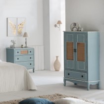 Cupboard Alexandra House Living Blue Rattan Fir wood MDF Wood 42 x 138 x 80 cm