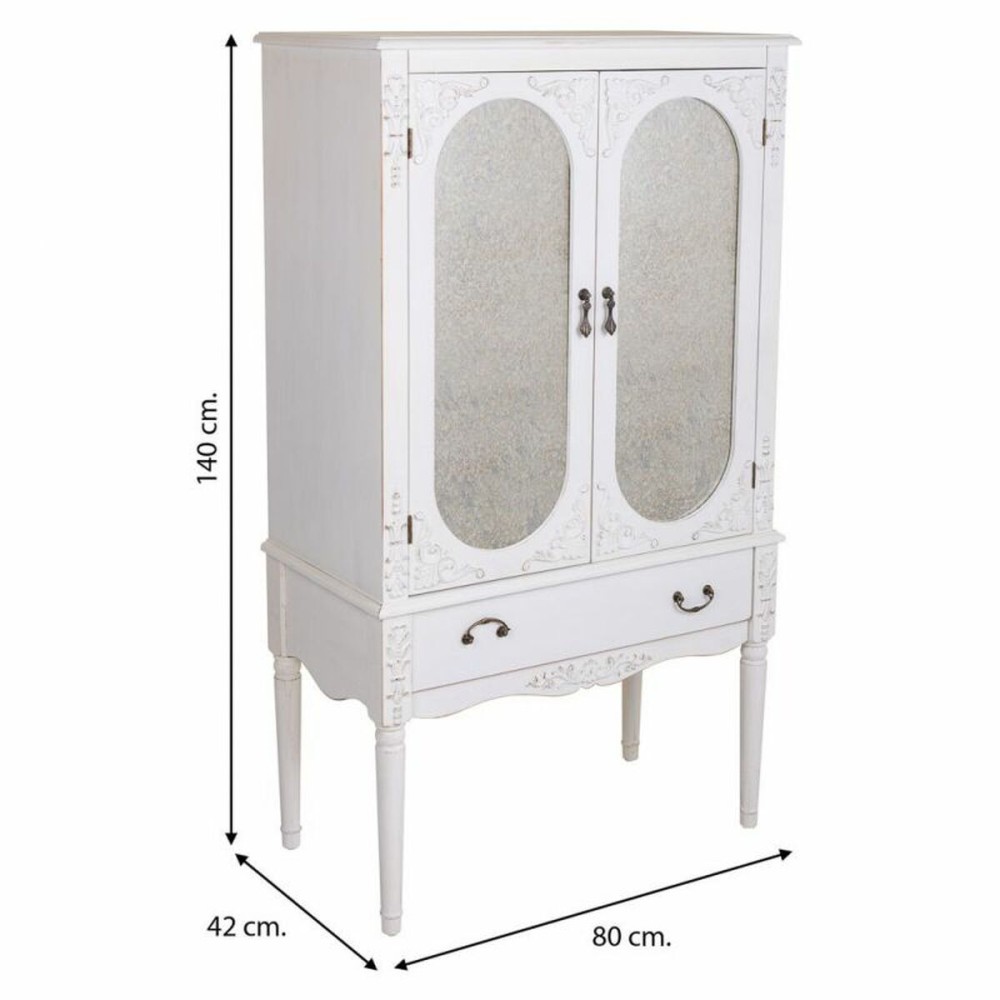 Armoire Alexandra House Living Blanc verre Bois d'épicéa Bois MDF 12 x 140 x 80 cm