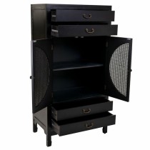 Cupboard Alexandra House Living Black Rattan Fir wood MDF Wood 40 x 135 x 70 cm