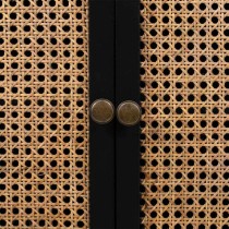 Cupboard Alexandra House Living Black Rattan Fir wood MDF Wood 40 x 135 x 70 cm