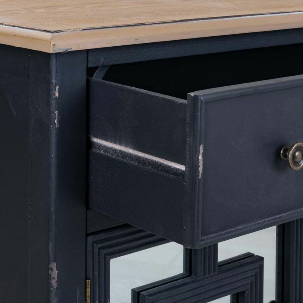 Hall Table with Drawers Alexandra House Living Black Glass Fir wood MDF Wood 36 x 72 x 83 cm