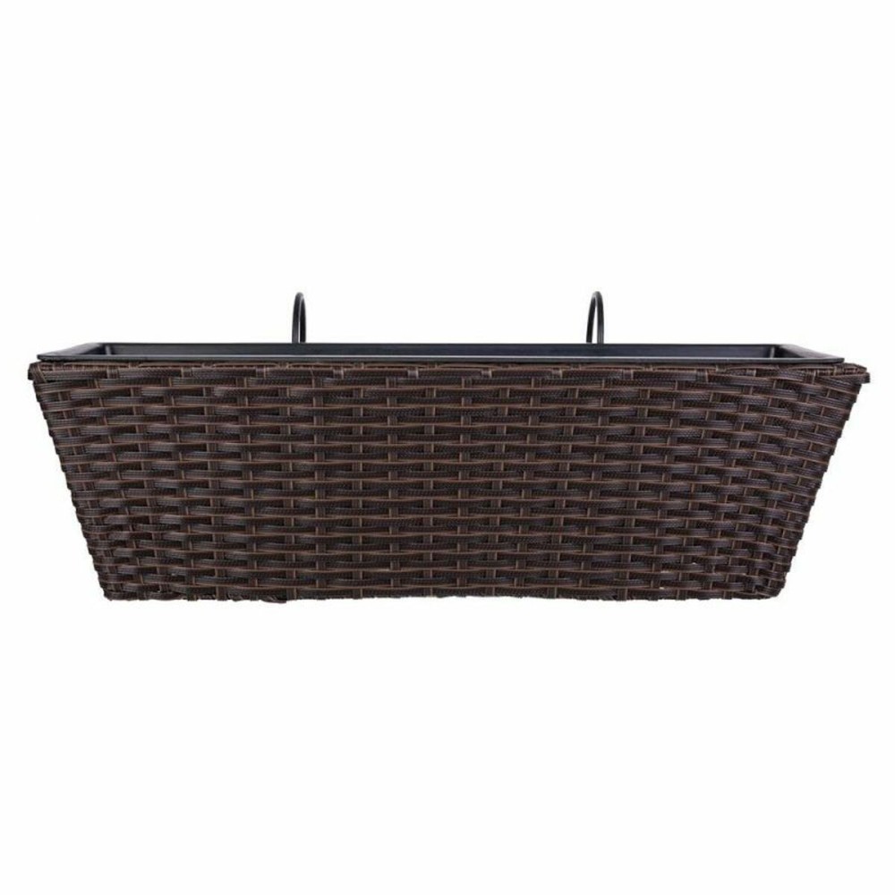 Plant pot for Railings Alexandra House Living Brown Iron Rattan Plastic 20 x 19 x 61 cm