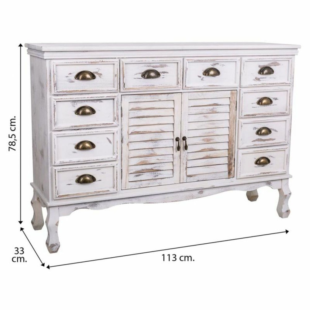 Sideboard Alexandra House Living White Paolownia wood 33 x 78 x 113 cm