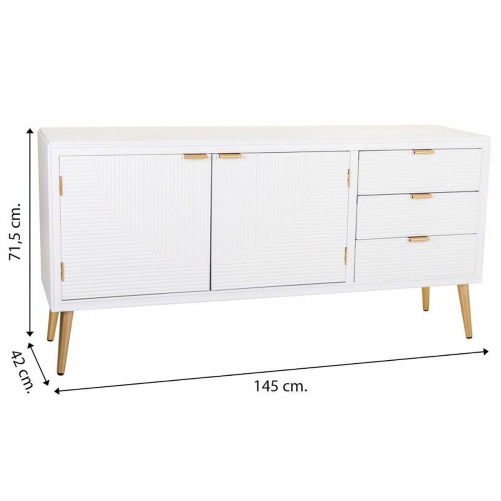 Anrichte Alexandra House Living Weiß Gold Holz MDF 42 x 71 x 145 cm