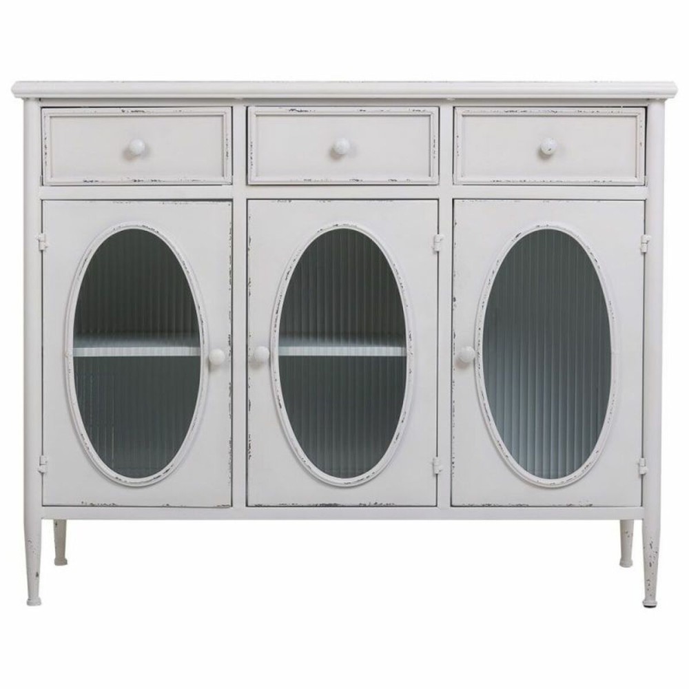 Sideboard Alexandra House Living White Metal Glass 40 x 80 x 100 cm