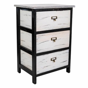 Chest of drawers Alexandra House Living White Black Paolownia wood 29 x 58 x 40 cm