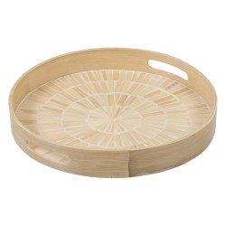 Snack tray Beige Bamboo 35 x 35 x 5 cm MDF Wood