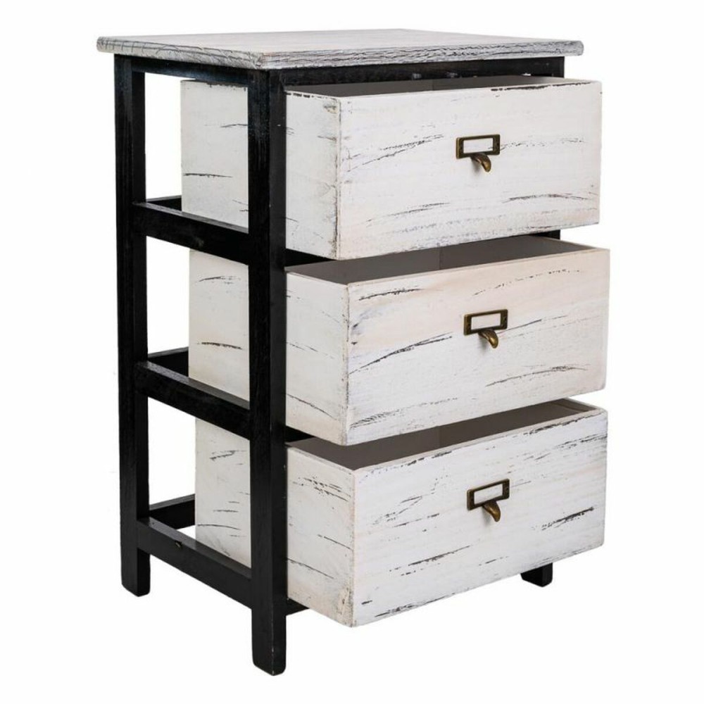 Chest of drawers Alexandra House Living White Black Paolownia wood 29 x 58 x 40 cm