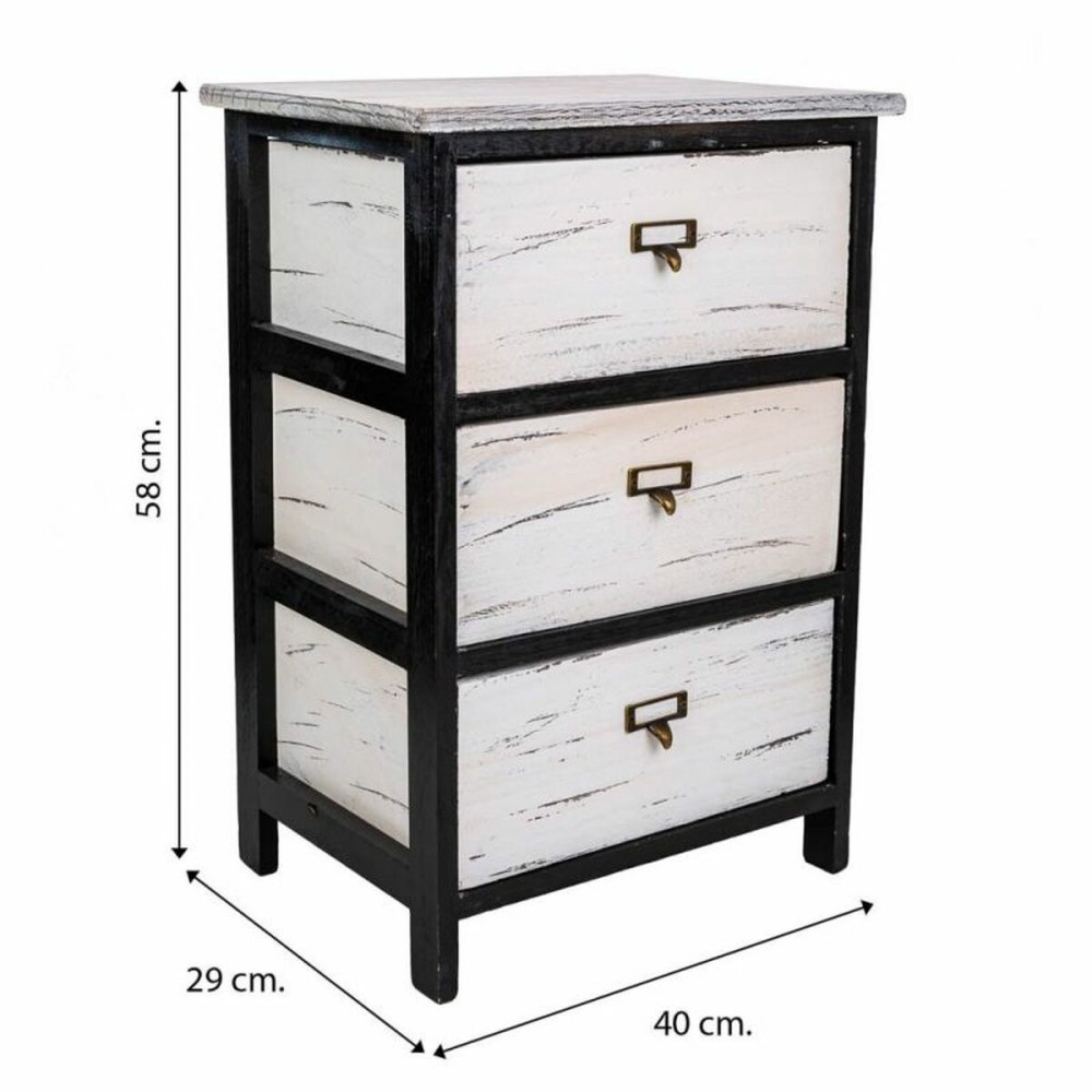 Chest of drawers Alexandra House Living White Black Paolownia wood 29 x 58 x 40 cm