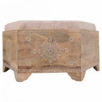 Hocker Alexandra House Living Weiß natürlich Mango-Holz Holz MDF 60 x 29 x 70 cm