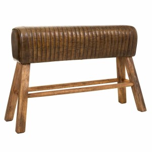 Hocker Alexandra House Living Braun natürlich Leder Mango-Holz 35 x 76 x 120 cm