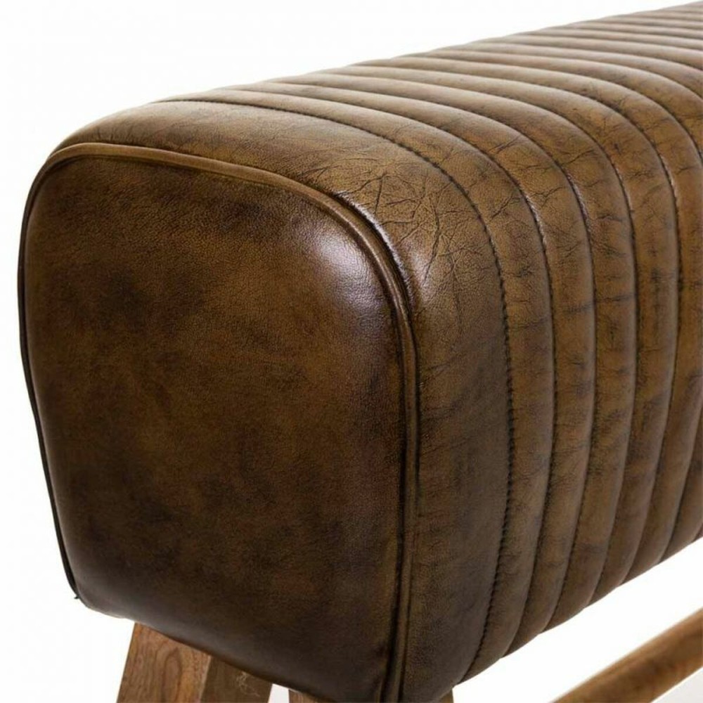 Bench Alexandra House Living Brown Natural Leather Mango wood 35 x 76 x 120 cm