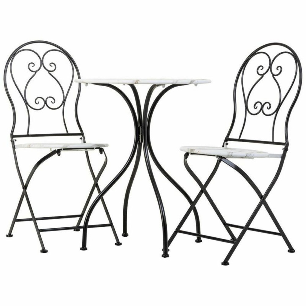 Table set with 2 chairs Alexandra House Living White Black 60 x 75 x 60 cm