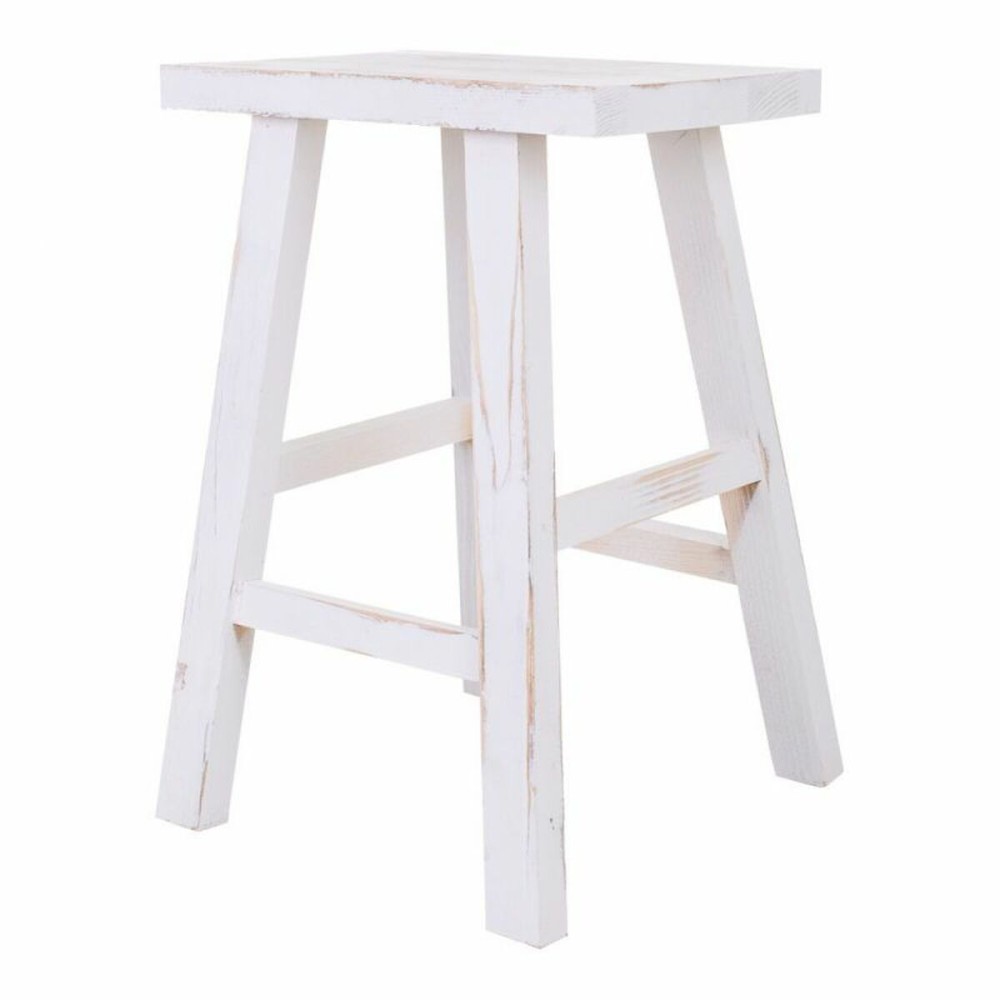 Stool Alexandra House Living White Pinewood 25 x 50 x 35 cm