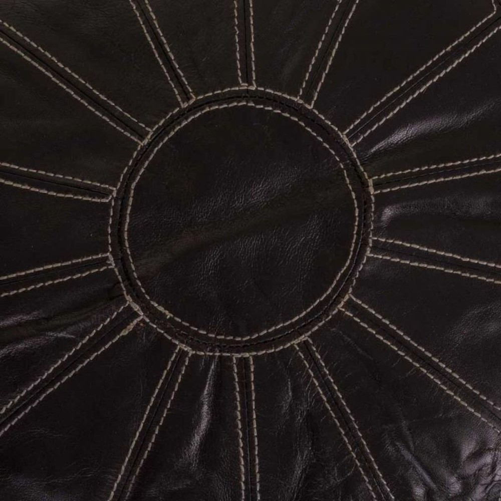 Pouffe Alexandra House Living Black Leather 48 x 35 x 48 cm