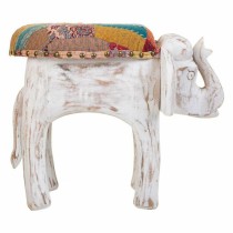 Stool Alexandra House Living White Mango wood Fabric 51 x 37 x 36 cm Elephant