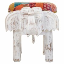 Hocker Alexandra House Living Weiß Mango-Holz Stoff 51 x 37 x 36 cm Elefant