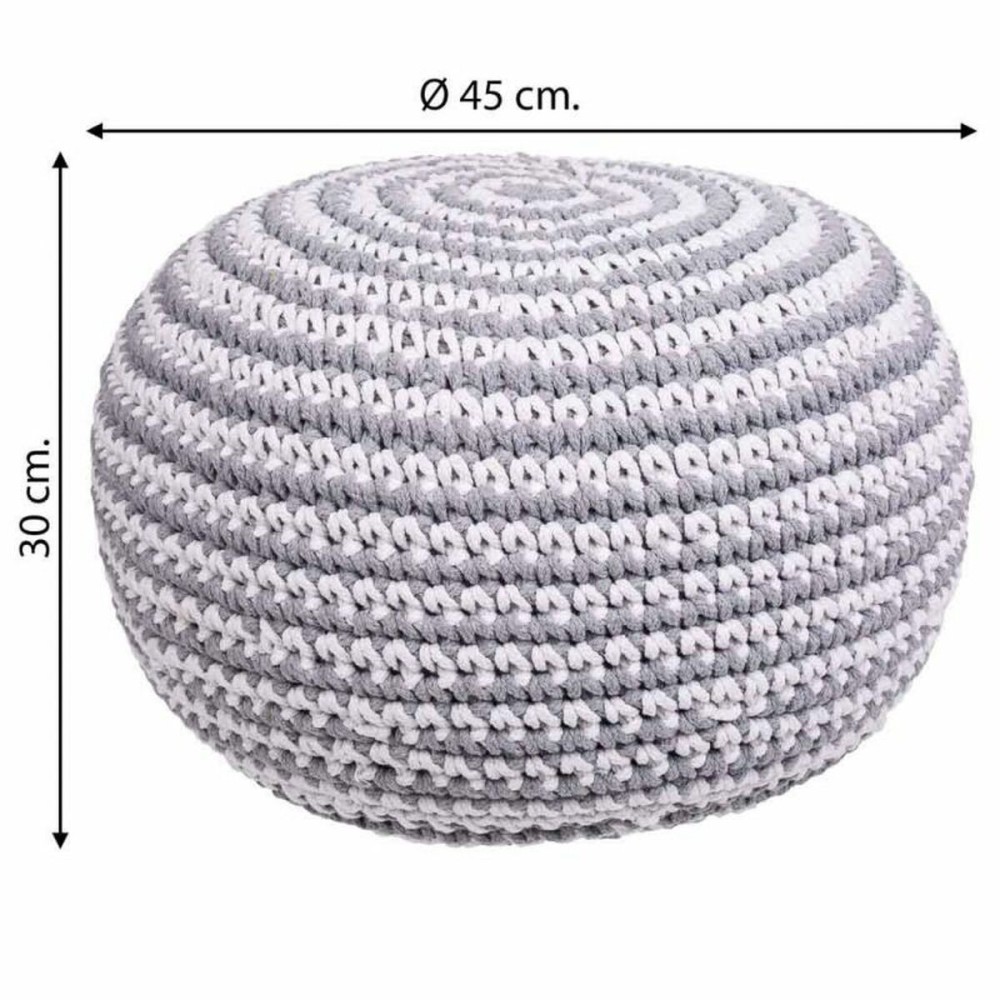 Pouffe Alexandra House Living White Grey polystyrene 45 x 30 x 45 cm