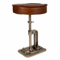 Stool Alexandra House Living Brown Leather Wood Iron 36 x 50 x 36 cm