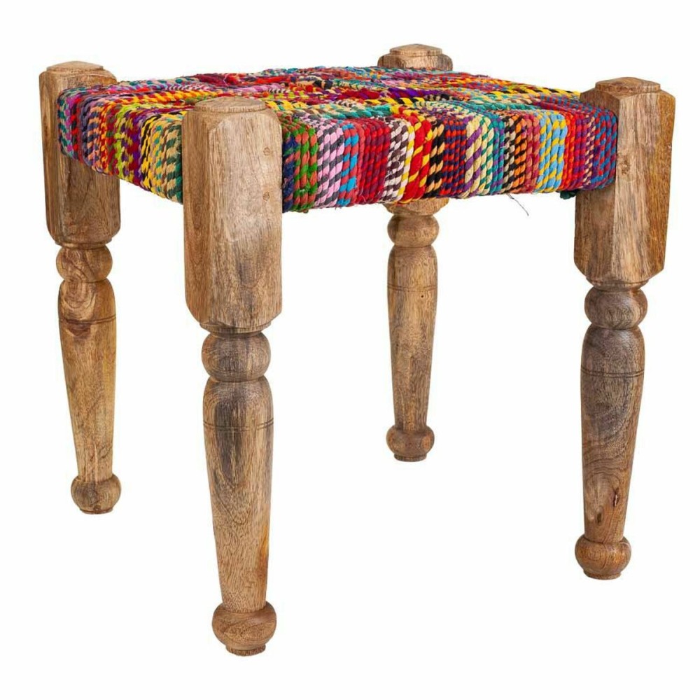 Stool Alexandra House Living Red Wood Thread 38 x 38 x 38 cm