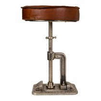 Stool Alexandra House Living Brown Leather Wood Iron 36 x 50 x 36 cm