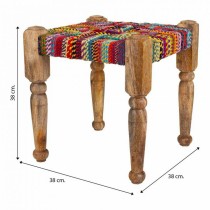 Hocker Alexandra House Living Rot Holz Thema 38 x 38 x 38 cm