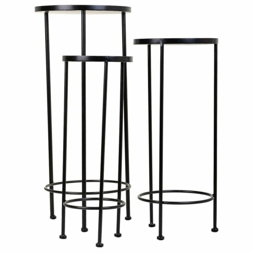 Flower Pot Stand Alexandra House Living Black Iron Tile 30 x 68 x 30 cm 3 Pieces