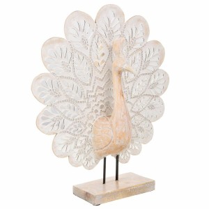 Decorative Figure Alexandra House Living Natural Glass MDF Wood Peacock 53 x 12 x 46 cm