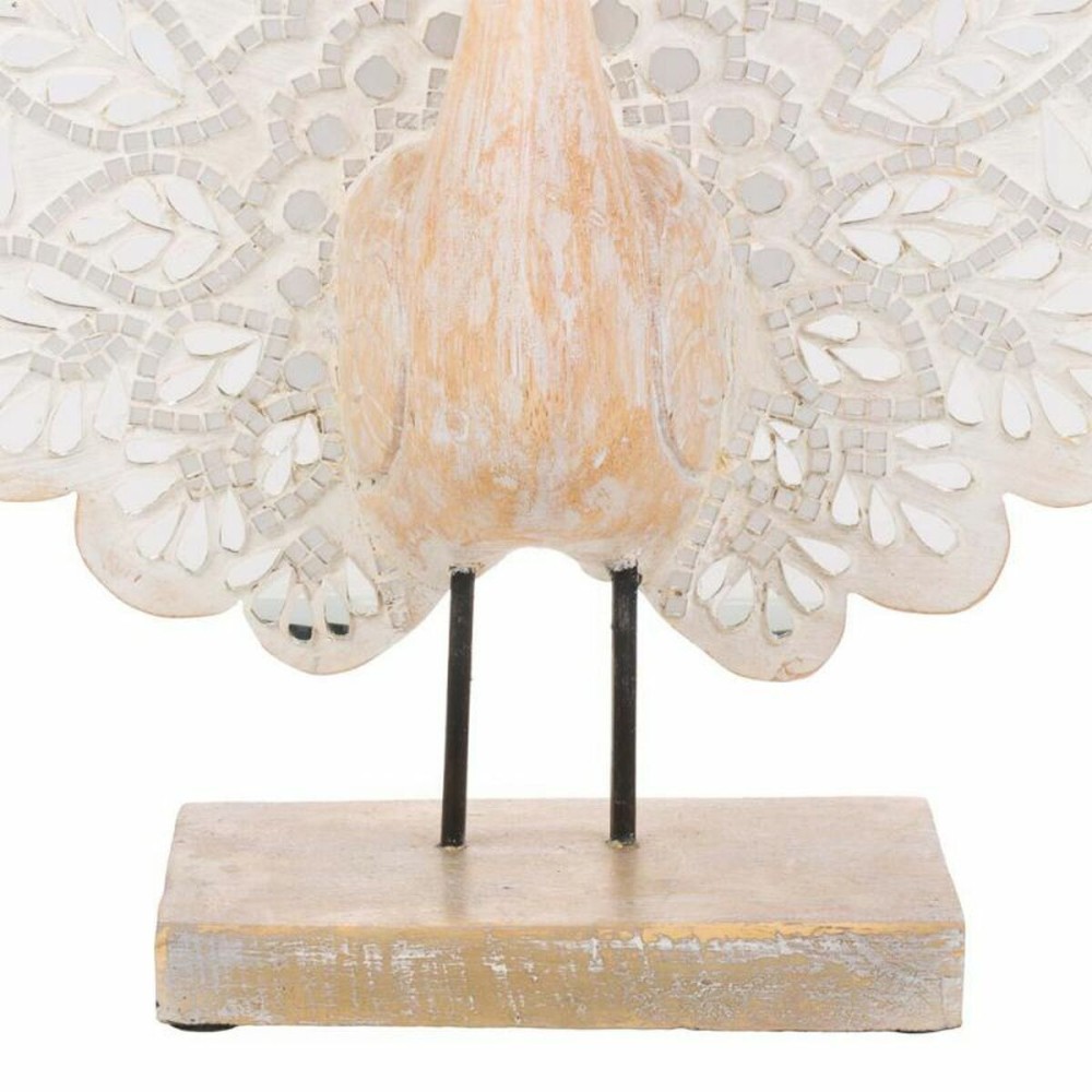 Decorative Figure Alexandra House Living Natural Glass MDF Wood Peacock 53 x 12 x 46 cm