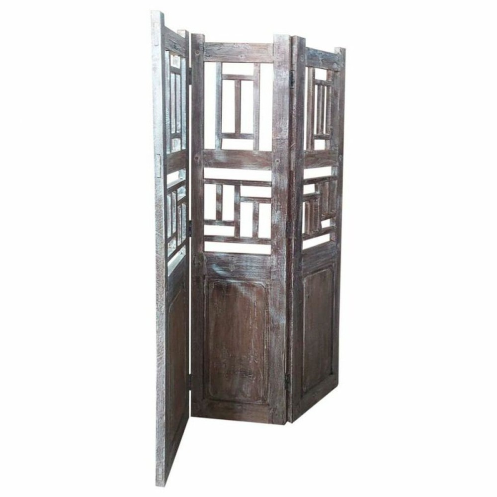 Folding screen Alexandra House Living Brown Acacia Mango wood 3 x 176 x 114 cm Traditional style