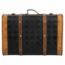 Decorative suitcase Alexandra House Living Black PVC Wood Metal Cloth Vintage 30 x 17 x 43 cm