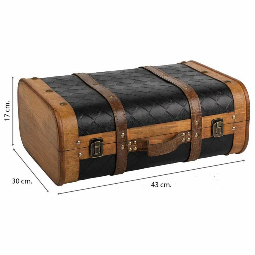 Valise décorative Alexandra House Living Noir PVC Bois Métal Tissu Vintage 30 x 17 x 43 cm