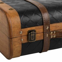 Valise décorative Alexandra House Living Noir PVC Bois Métal Tissu Vintage 30 x 17 x 43 cm