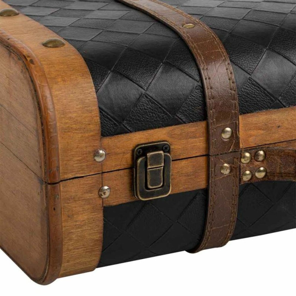 Decorative suitcase Alexandra House Living Black PVC Wood Metal Cloth Vintage 30 x 17 x 43 cm