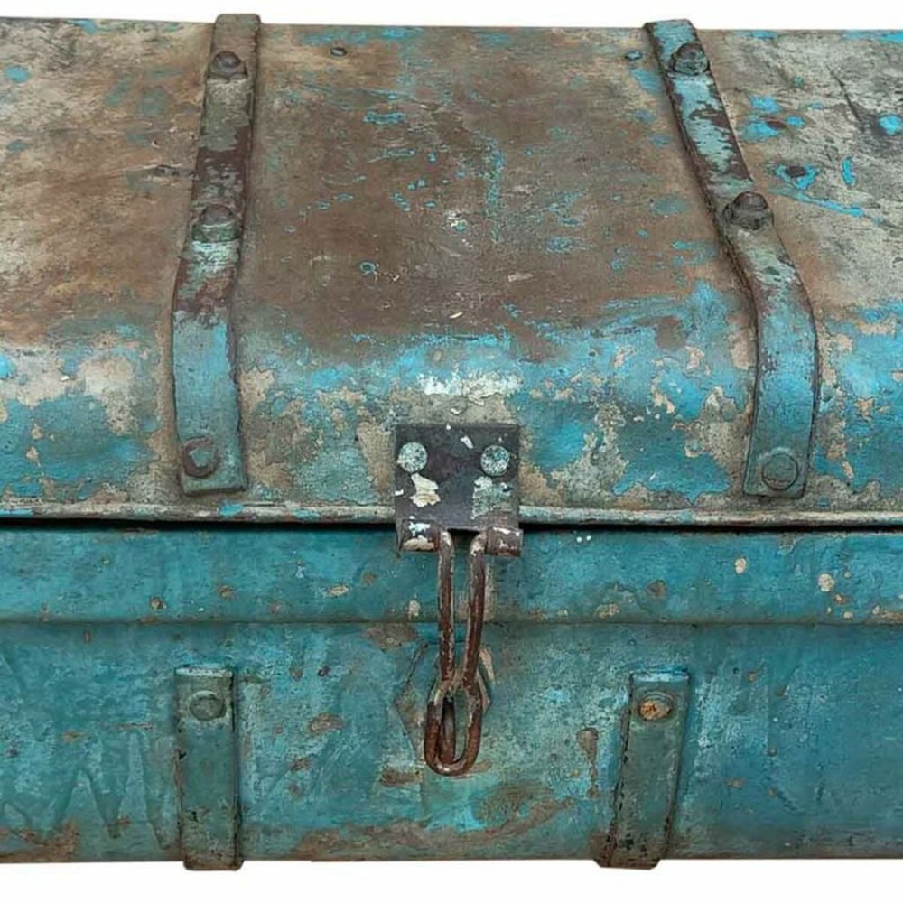 Dekorativer Koffer Alexandra House Living Blau Eisen Handwerks-Stil 34 x 23 x 64 cm