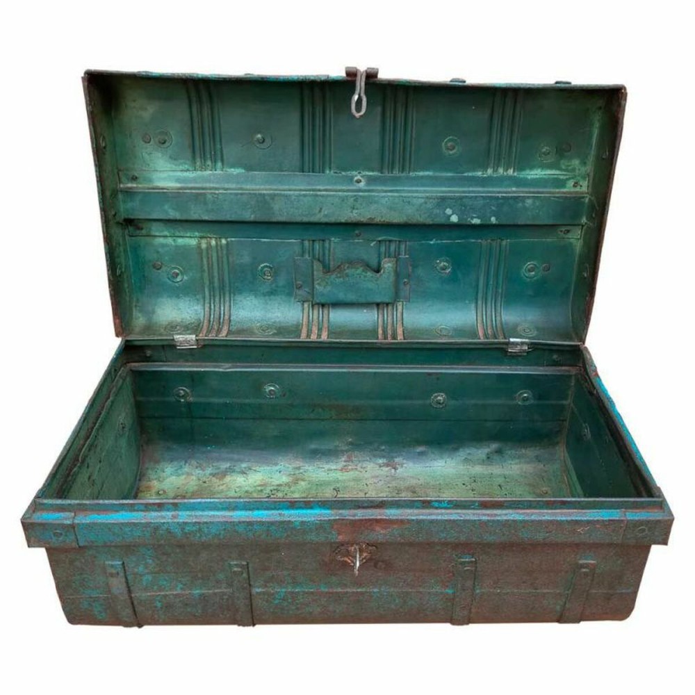 Valise décorative Alexandra House Living Bleu Fer Style artisanal 36 x 19 x 66 cm