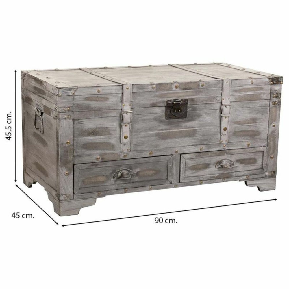 Chest Alexandra House Living Grey PVC Wood Metal 45 x 45 x 90 cm Estilo vintage