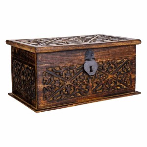 Coffre Alexandra House Living Marron Bois de manguier 15 x 15 x 26 cm Style artisanal