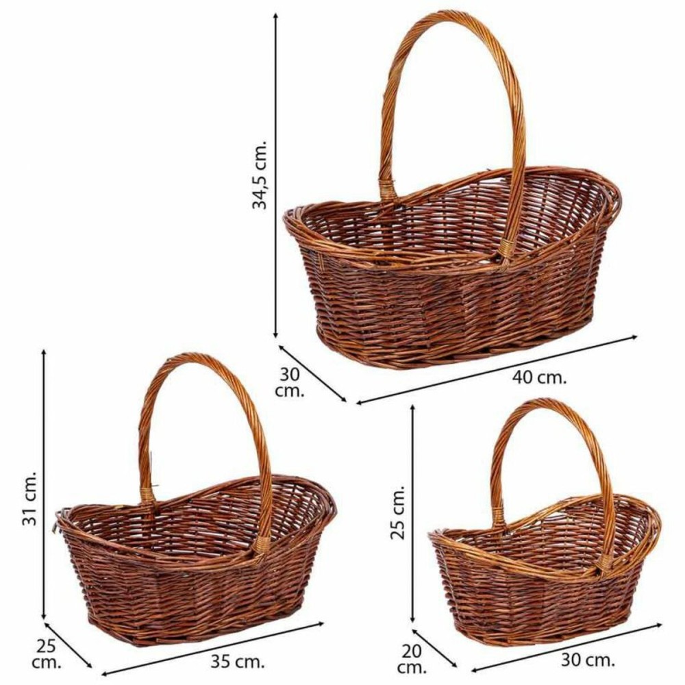 Set de basket Alexandra House Living osier Bois de saule 3 Pièces