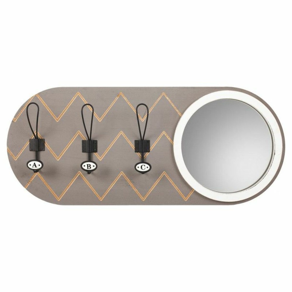 Coat rack with mirror Alexandra House Living Grey Fir wood MDF Wood 5 x 30 x 60 cm