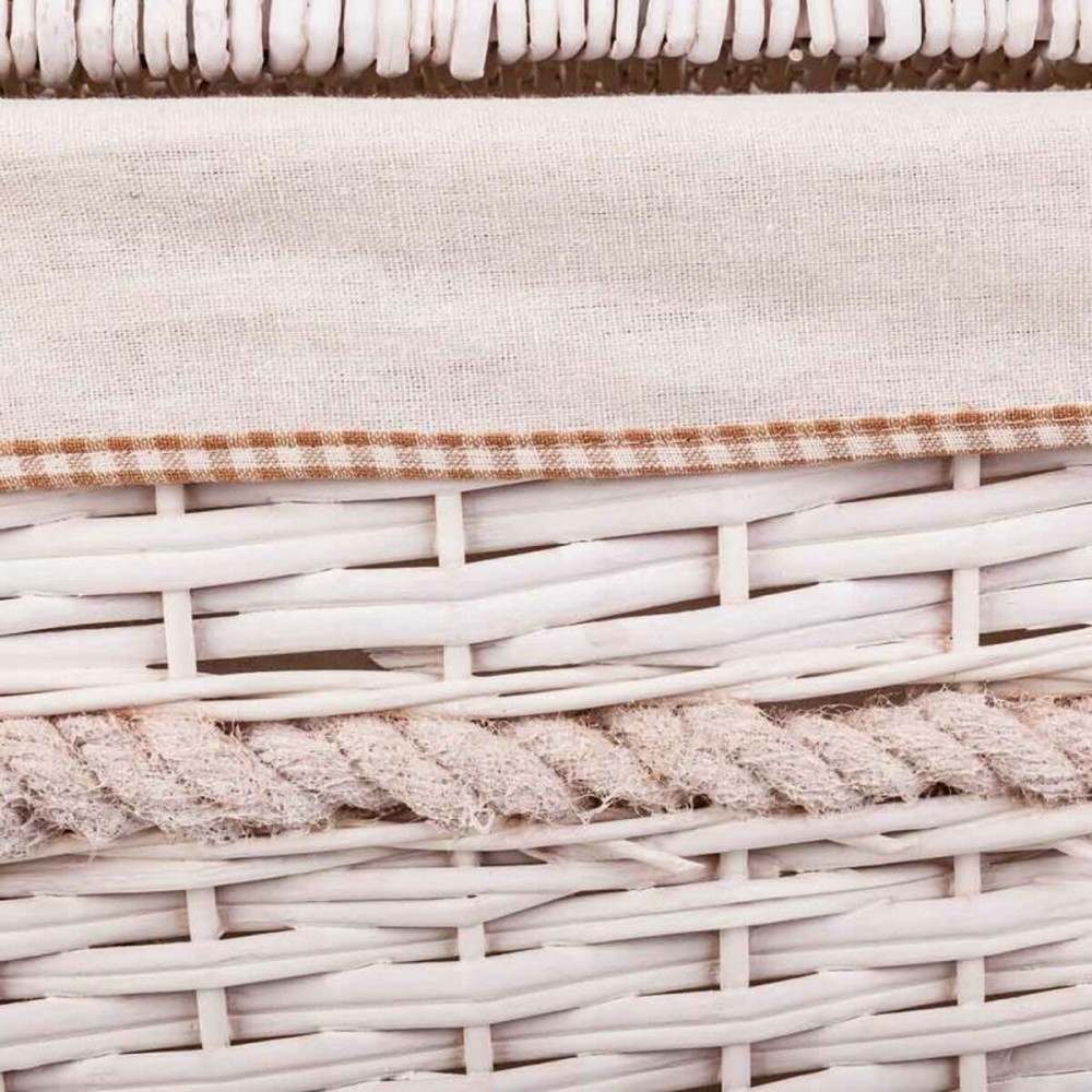 Set of Baskets Alexandra House Living White wicker Willow wood 41 x 63 x 55 cm 30 x 22 x 24 cm 3 Pieces