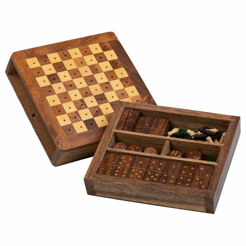 Set de jeux traditionnels Alexandra House Living Marron 16 x 3 x 15 cm 3-en-1