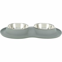 Dog Feeder Trixie Grey Stainless steel Ø 16 cm Double 2 × 0,4 L 40 × 5 × 23 cm (2 Units)