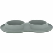 Dog Feeder Trixie Grey Stainless steel Ø 16 cm Double 2 × 0,4 L 40 × 5 × 23 cm (2 Units)