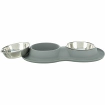 Dog Feeder Trixie Grey Stainless steel Ø 16 cm Double 2 × 0,4 L 40 × 5 × 23 cm (2 Units)