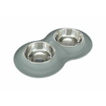 Dog Feeder Trixie Grey Stainless steel Ø 16 cm Double 2 × 0,4 L 40 × 5 × 23 cm (2 Units)