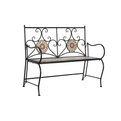 Banc DKD Home Decor Noir Multicouleur Mosaïque 111 x 54 x 88 cm