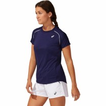 Damen Kurzarm-T-Shirt Asics Court Piping Blau