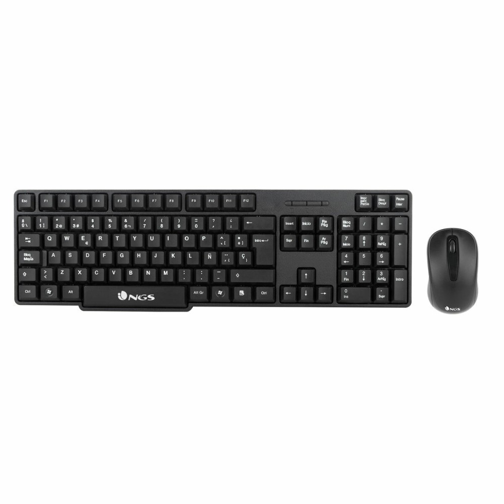 clavier et souris NGS EUPHORIA KIT Noir Espagnol Qwerty Sans fil